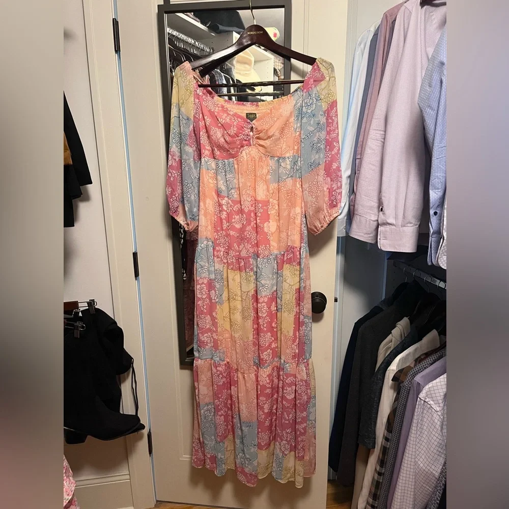 NWOT TAYLOR Floral Patchwork Print Sweetheart Neckline Maxi Dress SIZE 4 - Picture 7 of 7